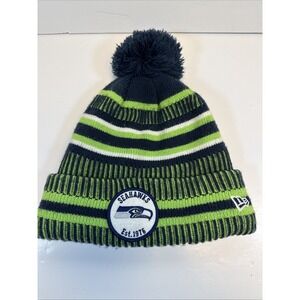 Authentic New Era Seattle Seahawks Beanie Toque  Pom Pom NFL 100 Anniversary